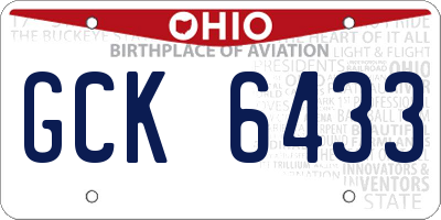 OH license plate GCK6433