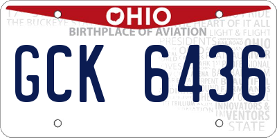 OH license plate GCK6436