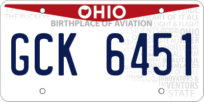 OH license plate GCK6451