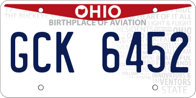 OH license plate GCK6452
