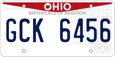 OH license plate GCK6456