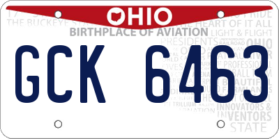 OH license plate GCK6463