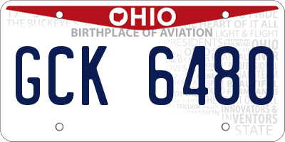 OH license plate GCK6480