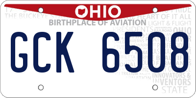 OH license plate GCK6508
