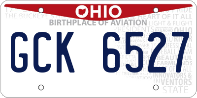 OH license plate GCK6527