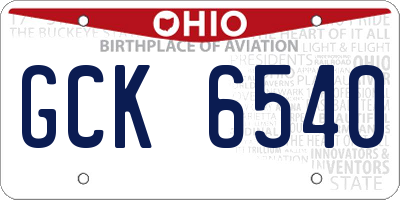OH license plate GCK6540
