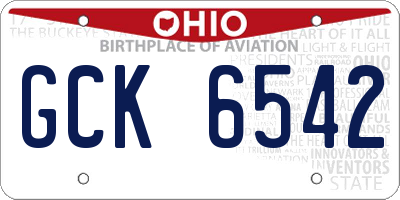 OH license plate GCK6542