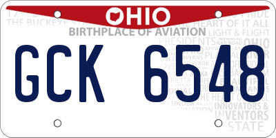 OH license plate GCK6548