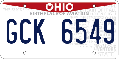 OH license plate GCK6549