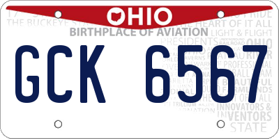 OH license plate GCK6567