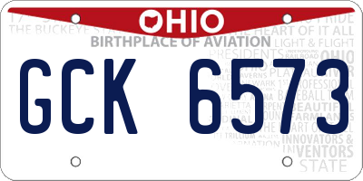 OH license plate GCK6573