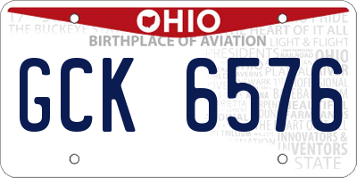 OH license plate GCK6576