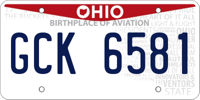OH license plate GCK6581