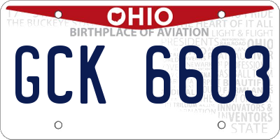OH license plate GCK6603