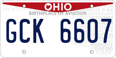 OH license plate GCK6607