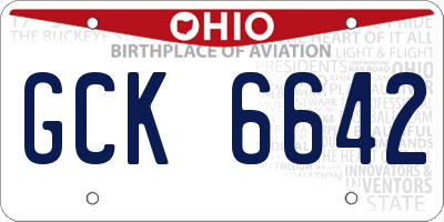 OH license plate GCK6642