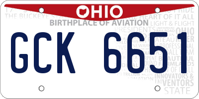 OH license plate GCK6651