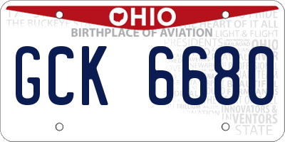 OH license plate GCK6680