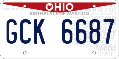 OH license plate GCK6687