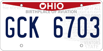 OH license plate GCK6703