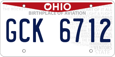 OH license plate GCK6712