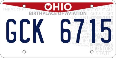 OH license plate GCK6715