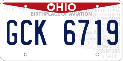 OH license plate GCK6719