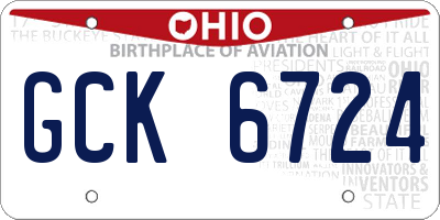 OH license plate GCK6724
