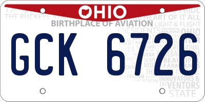 OH license plate GCK6726