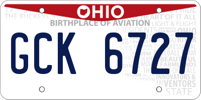 OH license plate GCK6727