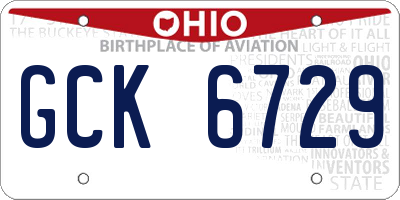 OH license plate GCK6729