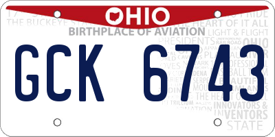 OH license plate GCK6743