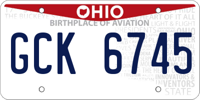 OH license plate GCK6745