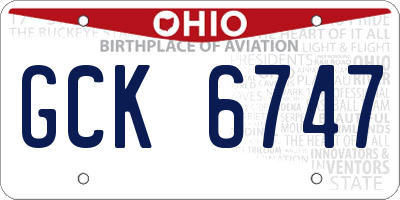 OH license plate GCK6747