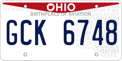 OH license plate GCK6748