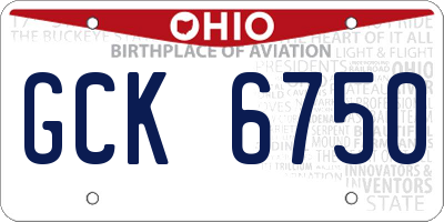 OH license plate GCK6750