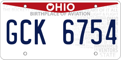 OH license plate GCK6754