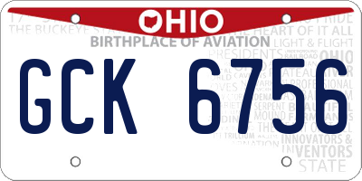 OH license plate GCK6756