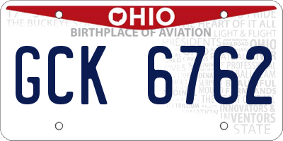 OH license plate GCK6762