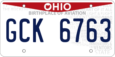 OH license plate GCK6763
