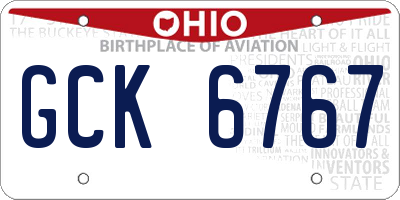 OH license plate GCK6767