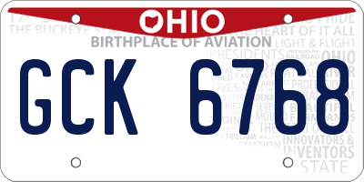 OH license plate GCK6768