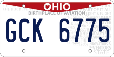 OH license plate GCK6775