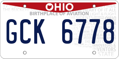 OH license plate GCK6778
