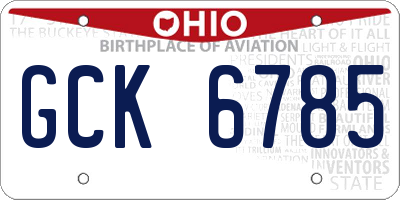 OH license plate GCK6785