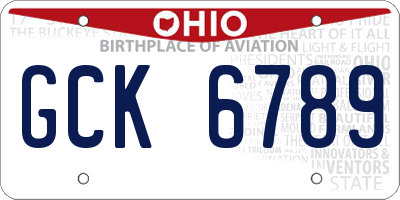 OH license plate GCK6789
