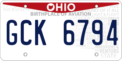 OH license plate GCK6794