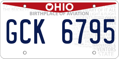 OH license plate GCK6795