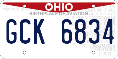OH license plate GCK6834