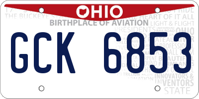 OH license plate GCK6853